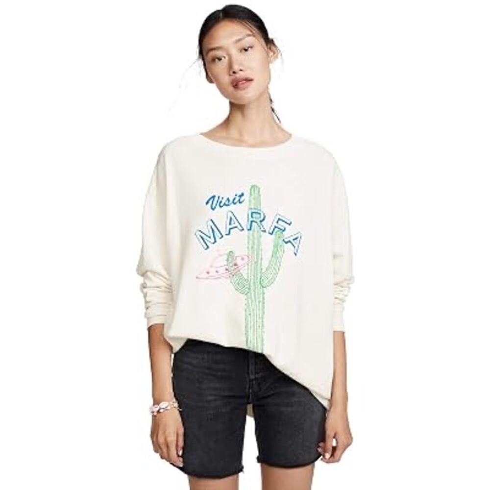 Wildfox Visit Marta Roadtrip Cream Soft Oversized Sweatshirt Small Lounge